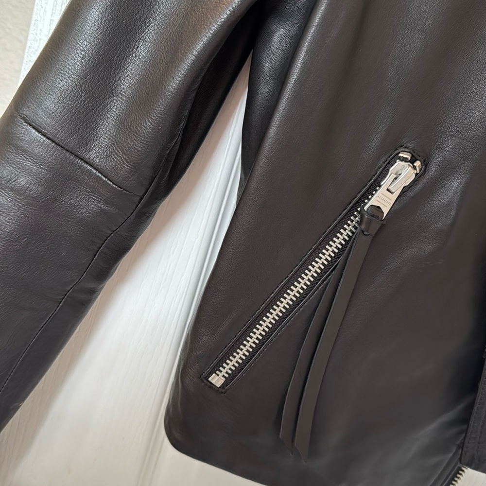 All Saints Dalby Leather Jacket size 6 - Picture 2 of 6
